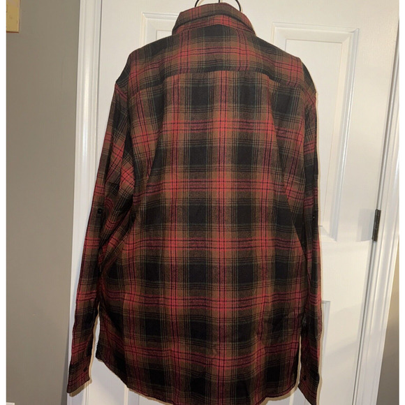 Burnside Men’s Plaid Flannel Shirt Crimson Red Size Large NWT Camping Grunge - Picture 6 of 13
